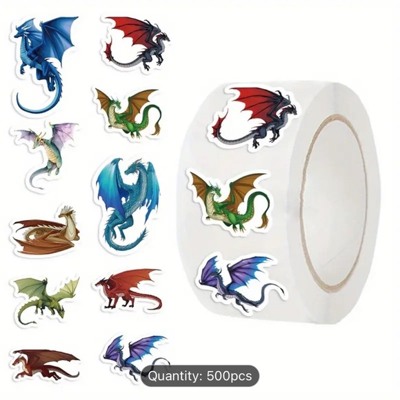🍀 500 Roll of Flying Dragon (10 different designs) Sticker Labels - Picture 4 of 4